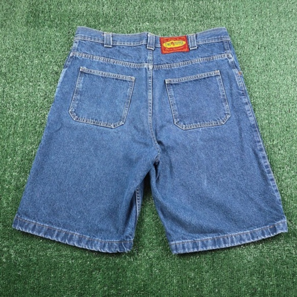 VTG Two Pepper Mens Denim Jorts Blue Medium Wash Wide Leg 36 100% Cotton‎